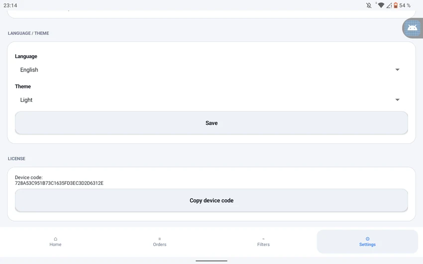 AutoCall light theme and settings